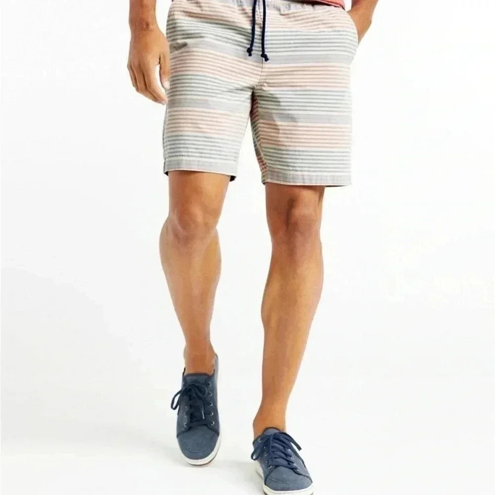 L.L. Bean men’s dock boat short S red blue striped